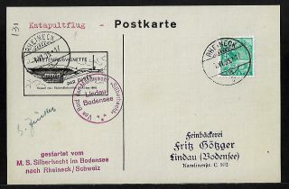 Catapult Switzerland To Germany Air Mail Cover 1935 Scarce