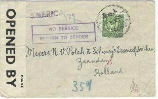 China 1940 2 X Censor Cover To Holland,  No Service Return To Sender