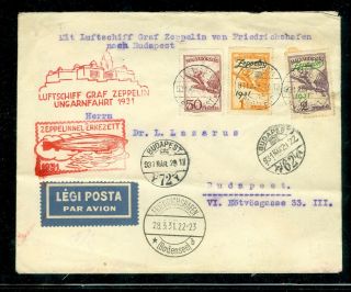 Hungary 1931 Graf Zeppelin Flight Cover With C18,  C24 - 25.  Stamps Are Perfect.