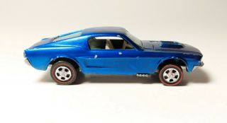 1968 Hot Wheels - Redline - U.  S.  Base - Custom Mustang - Blue - Restored?