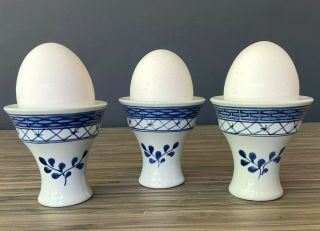 Royal Copenhagen Tranquebar Blue Single Egg Cup 2 3/8 " - Set Of 3 - Vintage