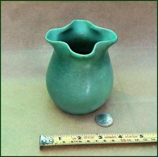 Vintage Muncie Matte Green Glazed Vase,  4  Tall