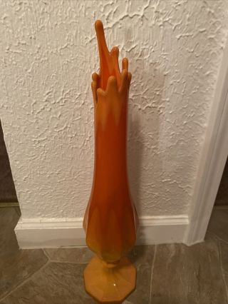 Vtg Viking L.  E.  Smith 21” 9 Petal Color Bittersweet Swung Vase (pattern Dominion)