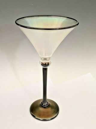 American Studio Art Glass Martini Cocktail Stem Signed Rick Strini