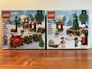 Lego Winter Village 40262 Christmas Train Ride 40263 Town Square Retired