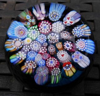 Perthshire John Deacons Complex Millefiori Stag Lovehearts & Thistle Paperweight