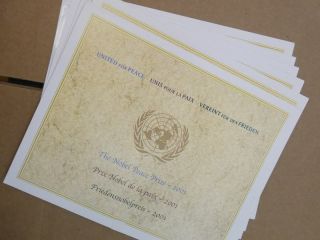 Edw1949sell : U.  N.  2001 Two Sets From All 3 Offices Of The Nobel Peace Prize Mnh