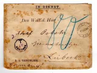 1899 (dec) South Africa/transvaal/ladysmith/boer War Commander To Germany Cover.