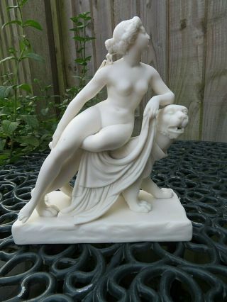 Antique 19thc Minton Parian Figure Group Of Naked Female Ariadne & Panter C1857