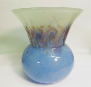 Scottish Art Glass Blue Pink Clouded Gold Aventurine Vase,  Monart,  Ysart,  Vasart