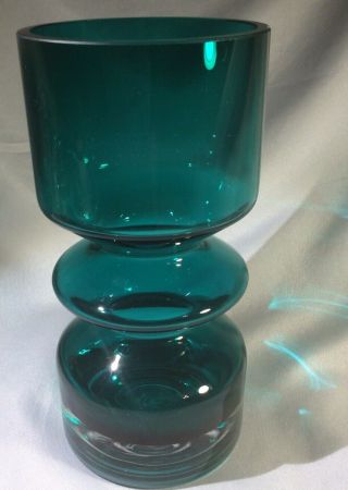 Riihimaki Lasi Teal Glass Vase - Designed By Tamara Aladin Unique And Rare