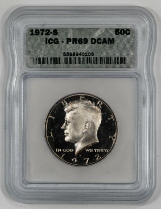 1972 S Proof Kennedy Half Dollar 50c Icg Certified Pr 69 Dcam Deep Cameo (106)