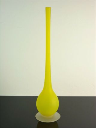 Carlo Moretti Satinato Glass Vase Yellow 14 1/4 "