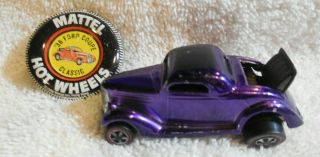 1968 Orig.  Mattel Hot Wheels/ Redline Usa Classic 36 Ford Coupe / Purple,  Button