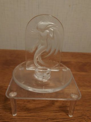 Lalique Crystal France Water Nymph Mermaid Ring Dish Signed