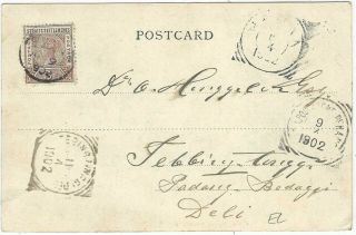Malaya Straits Settlements 1902 Penang Postcard To Neth Indies,  N.  I Agent Penang