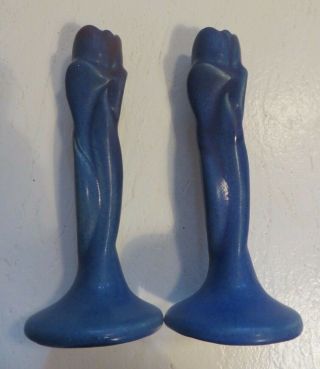 2 Van Briggle Tulip Bud Vases Deep Blue / Purple 8 1/2 "