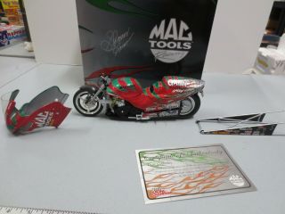 Racing Champsions Mac Tools 1/9 Diecast Suzuki Nhra Pro Stock Drag Bike W/ Box &