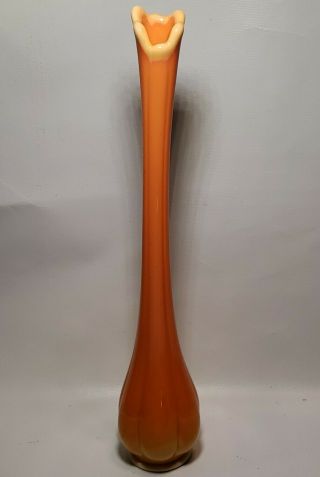 Vintage L.  E.  Smith Swung Stretch Vase Orange Bittersweet Slag Glass 11 “tall