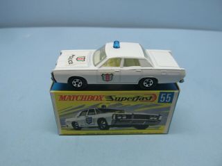 Matchbox Superfast 55a Mercury Police Car White / Blue Dome Light