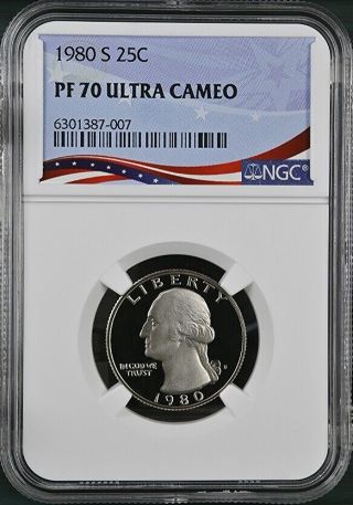1980 - S Washington Proof Quarter,  Graded Pf70uc By Ngc - B504