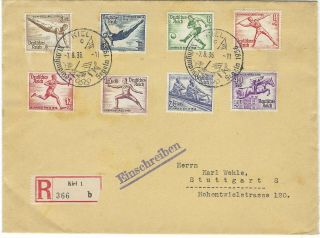 Germany 1936 7.  8.  Olympics Set On Reg Cover With Special Sailing Cancels