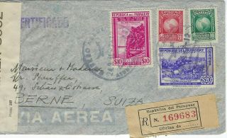 Bermuda 1941 Transit Env Ex Paraguay Reg Censored @ Bermuda Switzerland Scarce