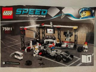 Lego 75911 Speed Champions Mclaren Mercedes Pit Stop W/ Mini Figs & Instructions