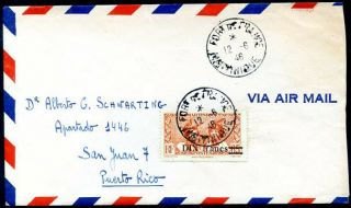 France Martinique To Puerto Rico Air Mail Cover 1946 Vf