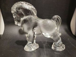 Heisey Animal Clydesdale Horse Clear Glass Figurine 7.  25 " Repaired