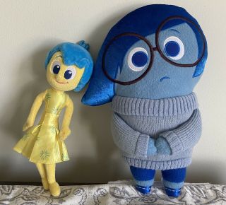 Disney Pixar Character Inside Out Plush Dolls Figures Joy & Sadness