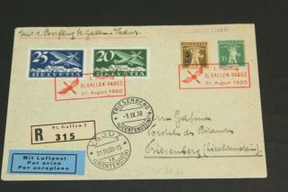 Switzerland 1930 1st Flight Switzerland - Liechtenstein (st Gallen - Vaduz) Cover