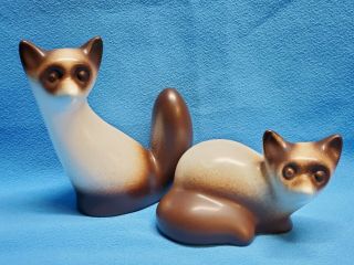 Howard Pierce Mid Century Ceramic Fox Figurine Set Of 2 Raccoon Animal Mcm