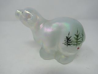 Fenton Woodland Frost Polar Bear Cardinal French Opalescent Signed