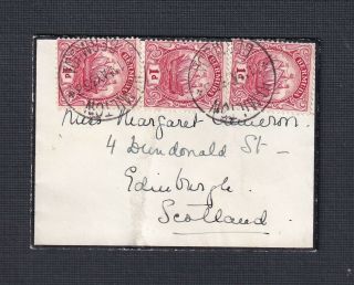 Bermuda 1935 3x1d Issues On Tiny Mourning Cover Hamilton To Edinburgh Scotland