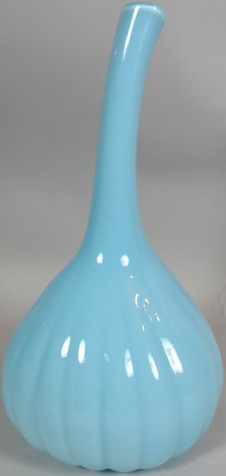 Murano Art Glass Vase Sky Blue Bulb Bent Glass Italian Venetian Funky Cool