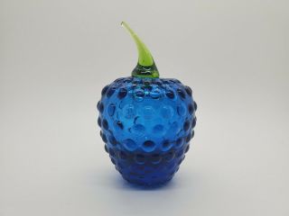 Vintage Viking Glass Bluenique Blue Art Glass Berry Fruit Figurine Paperweight
