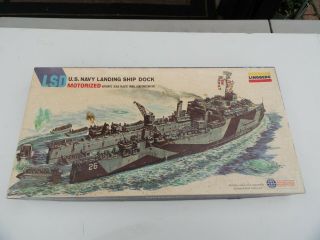 Lindberg 766 Motorized U.  S.  Navy Landing Ship Dock Open Box B66
