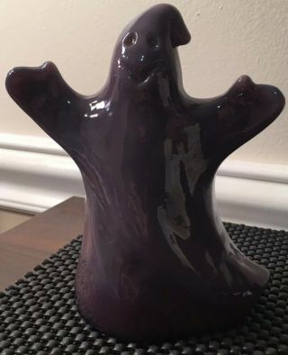 Fenton Mould Halloween Ghost Figurine Glossy Eggplant Purple Glass By Mosser