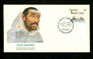 Postal History Canada Fdc 769 - 772 Set Of 4 Fleetwood Inuit Eskimos 1978