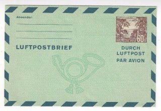 1967 Berlin Germany 60pf Aerogram Air Letter Sheet,  Gem,  Airmail H&g 3