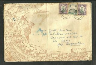 British South Africa To Argentina Illustrated Cover Bloemfontein Cancel,  Vf