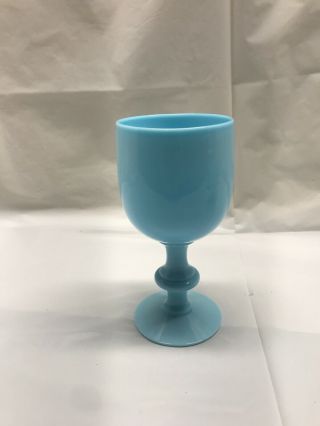 Vintage Portieux Vallerysthal France Blue Opaline Glass 6.  5 " Wine/water Goblet