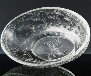 Gorgeous Large Signed Webb Corbett Floral Cut Crystal Glass Centerpiece Bowl