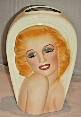 Vintage 3d Marilyn Monroe Celebrity Clay Art Head Vase 1988 - 8.  5 " Tall