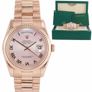 2004 Rolex President Day Date Rose Gold Pink Roman 118235 Modern Band Watch Box