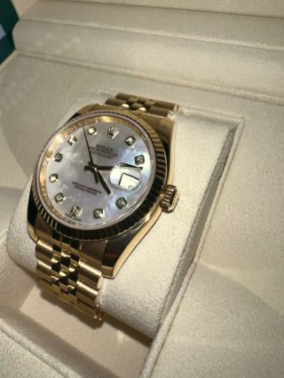rolex datejust 36mm MOP dial,  factory diamonds jubilee yellow gold barely 2