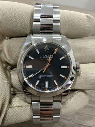 Rolex Milgauss 116400 Black Anti - Magnetic Stainless Steel Oyster 40mm Watch