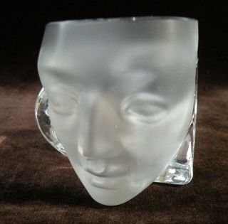 Signed H.  Mcconnico For Daum Crystal France Commedia Dell " Arte Masks Paperweight