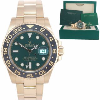 Rolex Gmt - Master 2 Ceramic Green Dial 116718 Yellow Gold Chromalight Watch Box